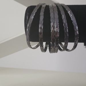 Paparazzi Black Bangle Bracelet Set of 6. New With Tags
